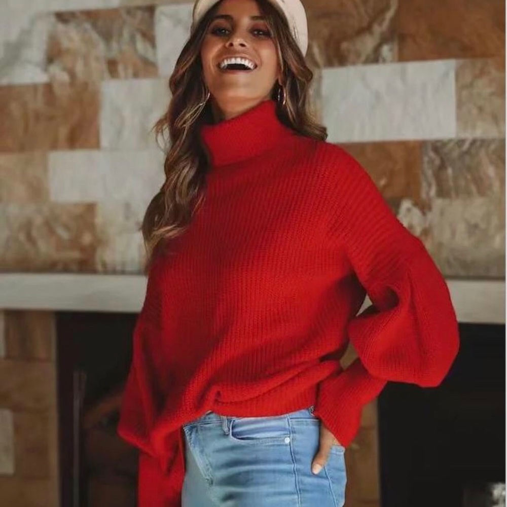 🌹 I Feel Love Oversize Knit Jumper In RED🌹 - Picture 3 of 6